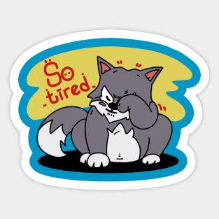 Tired Cat on Classic Design Sticker